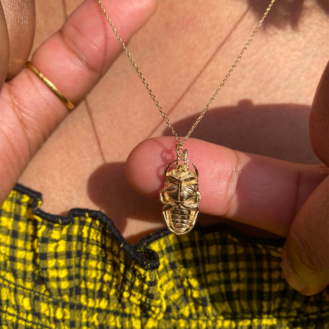 Trillion Diamond Scarab Pendant, Celine Daoust, tomfoolery