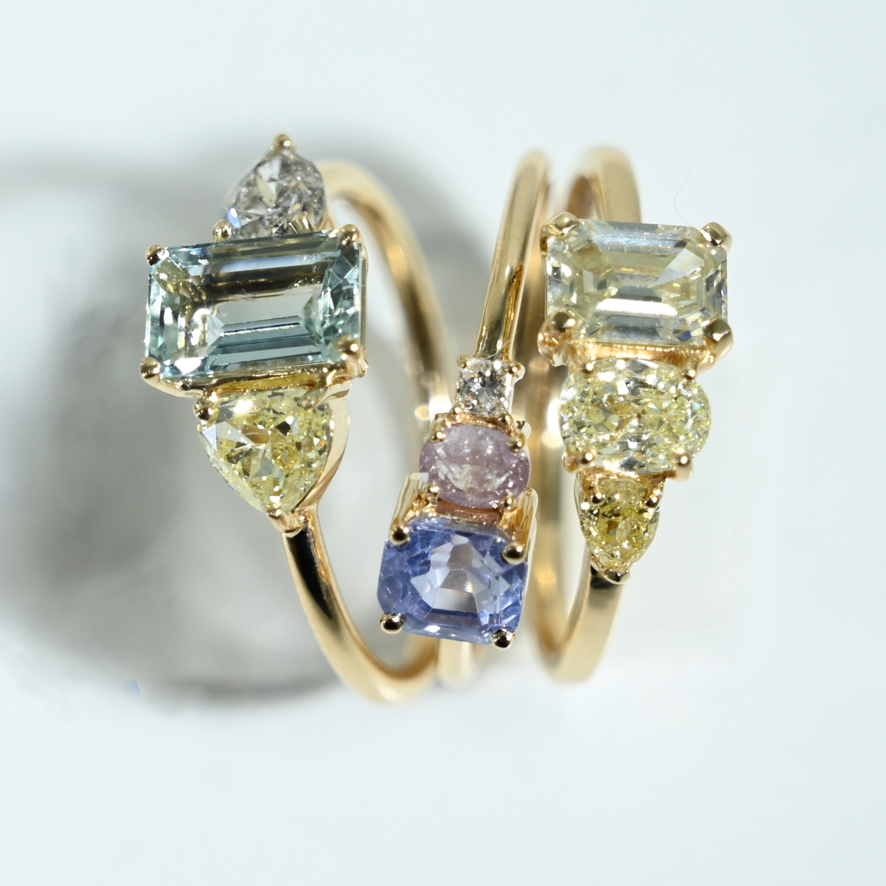 Trio Pastel Sapphire Three Stone Ring, tf House - Infinite, tomfoolery