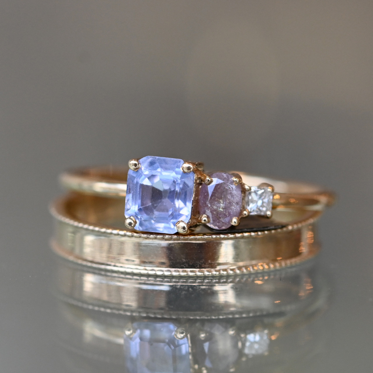 Trio Pastel Sapphire Three Stone Ring, tf House - Infinite, tomfoolery