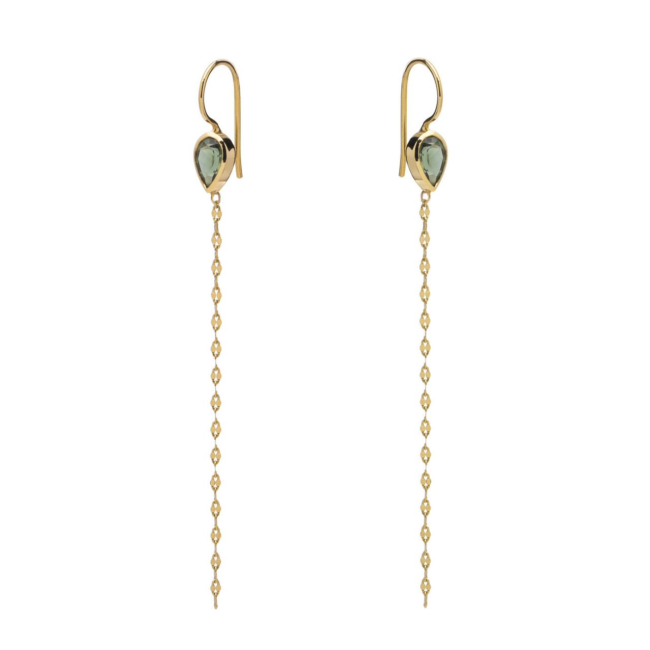 Pear Shaped Green Tourmaline Earrings, Fotini Psarouli, tomfoolery