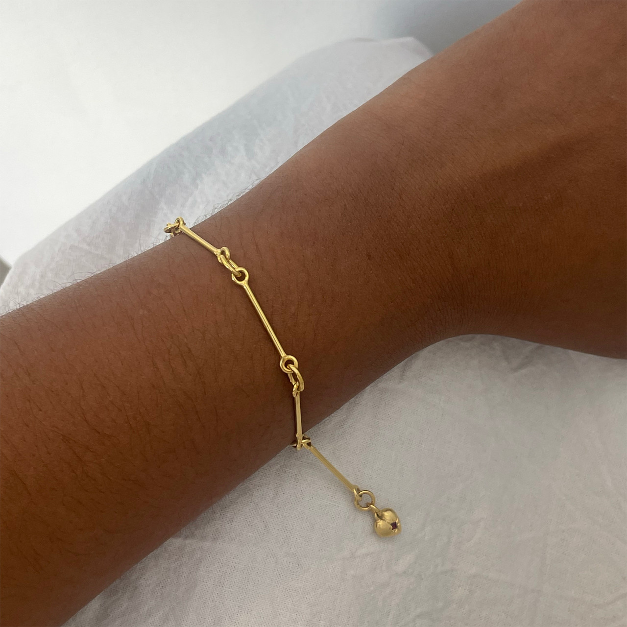 Gold Plated Amorcito Bracelet with Blue Sapphire, Maria Beltran, tomfoolery