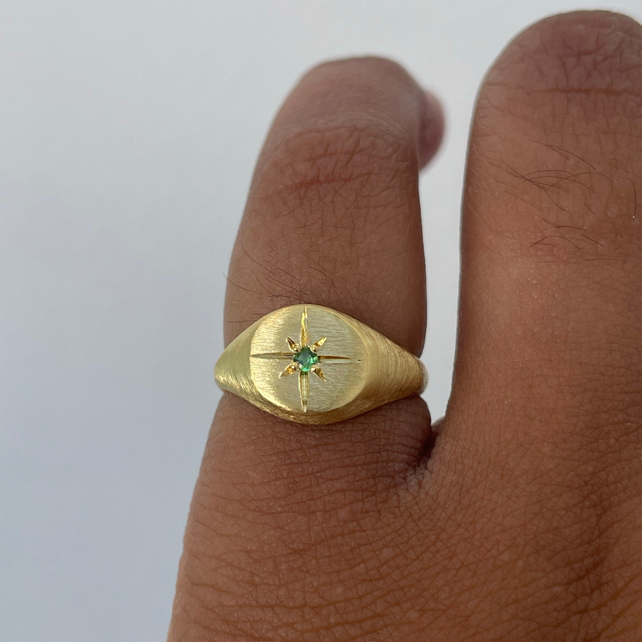 Gold Plated Signet Ring with Tsavorite, Maria Beltran, tomfoolery