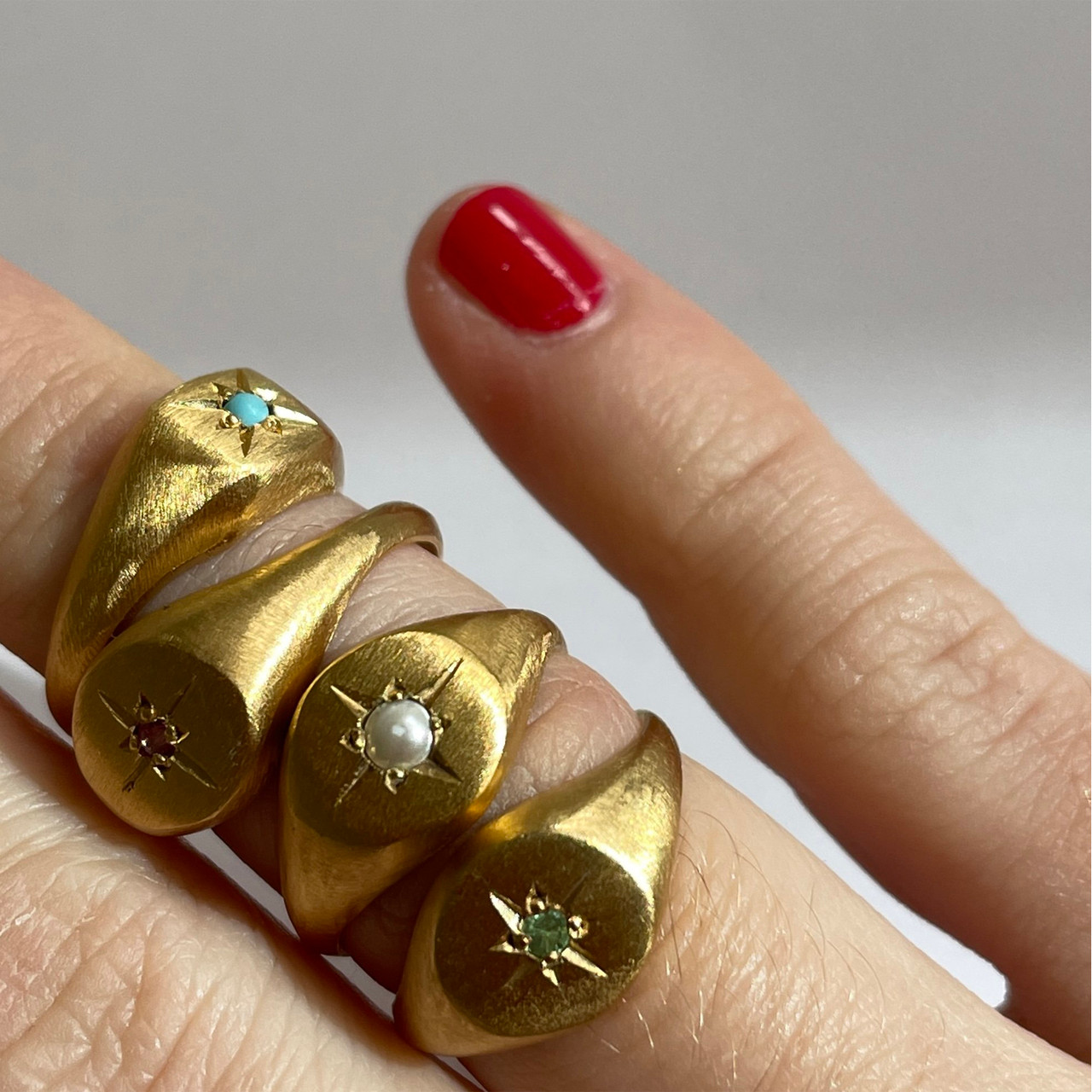 Gold Plated Signet Ring with Tsavorite, Maria Beltran, tomfoolery