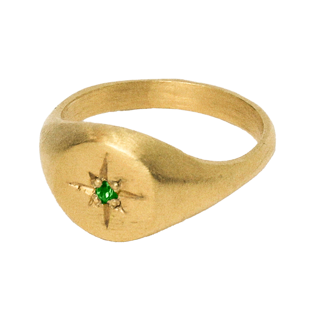 Gold Plated Signet Ring with Tsavorite, Maria Beltran, tomfoolery