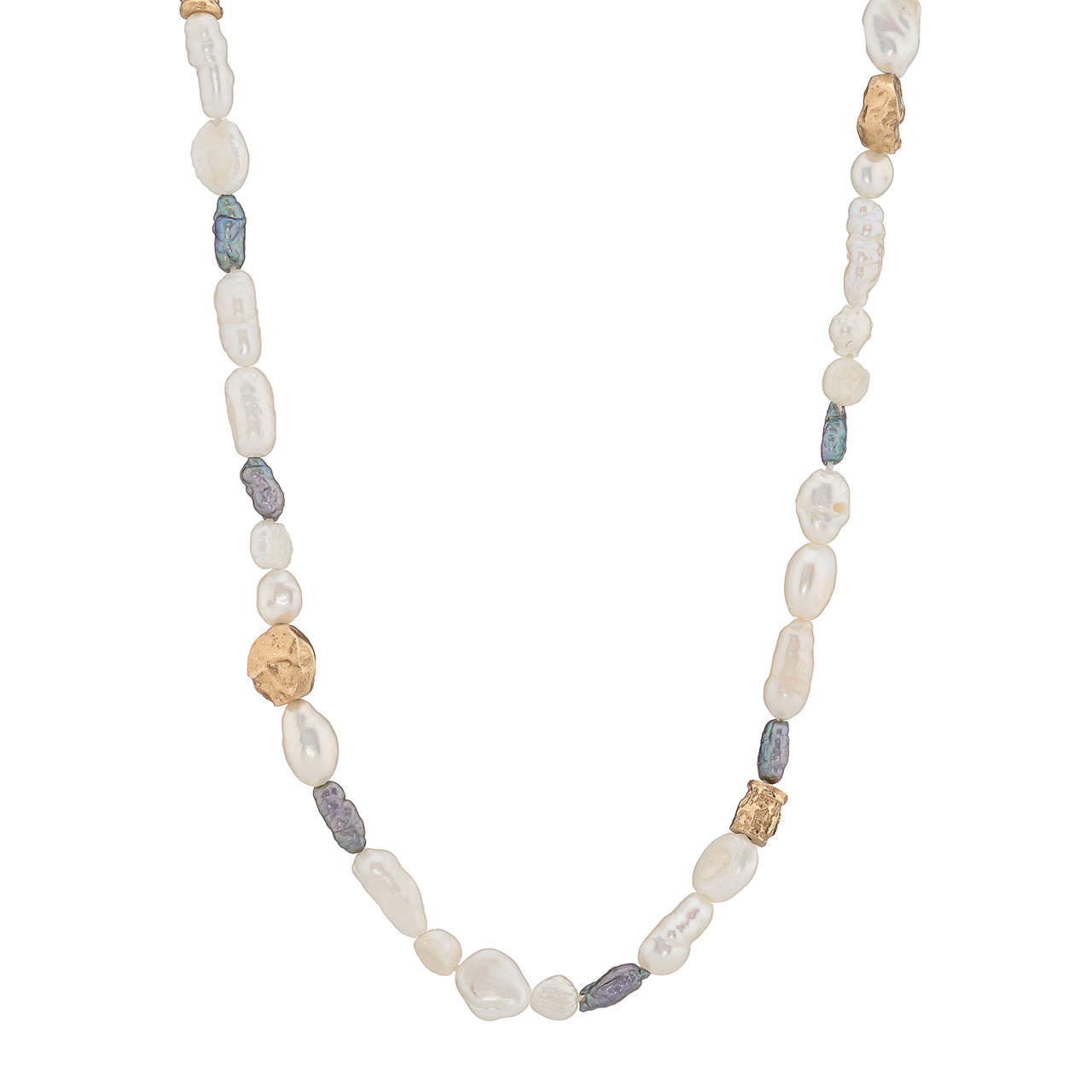 9ct Yellow Gold & Pearl Bark Necklace, Issy White, tomfoolery