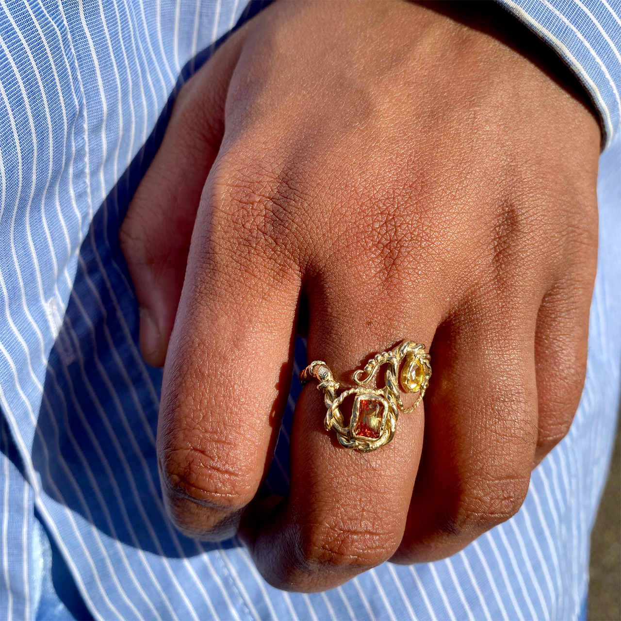 Pheonix Yellow & Orange Sapphire Ring, Evangeline Porche, tomfoolery