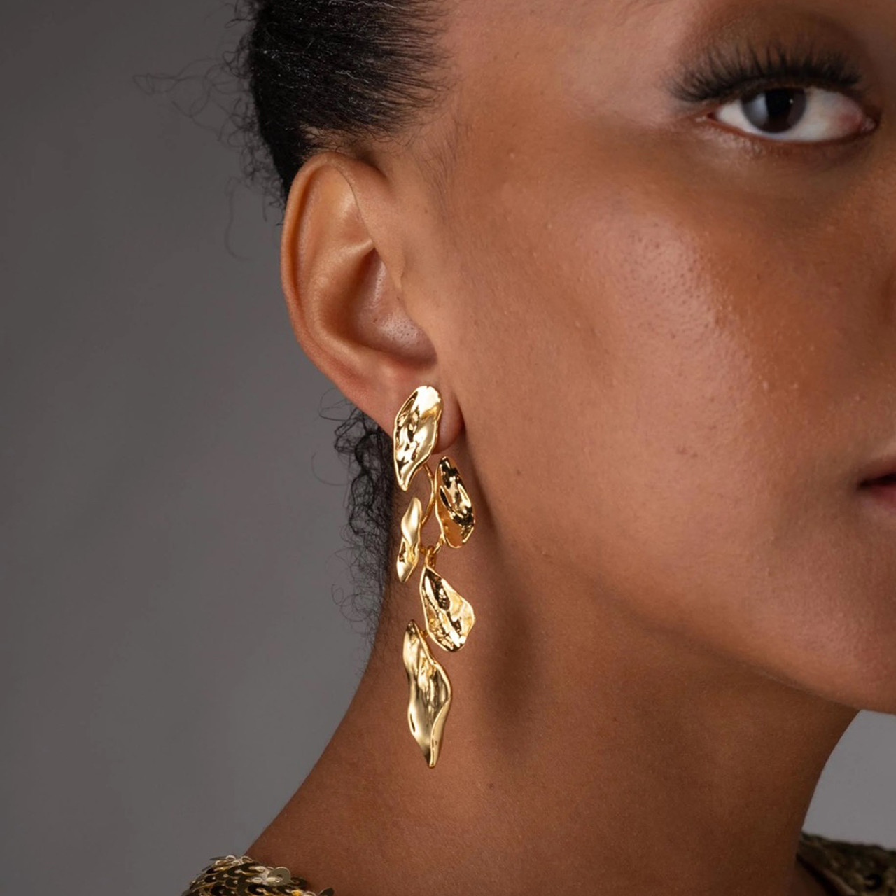 Mosaic Molten Gold Post Earrings, Alexis Bittar, tomfoolery
