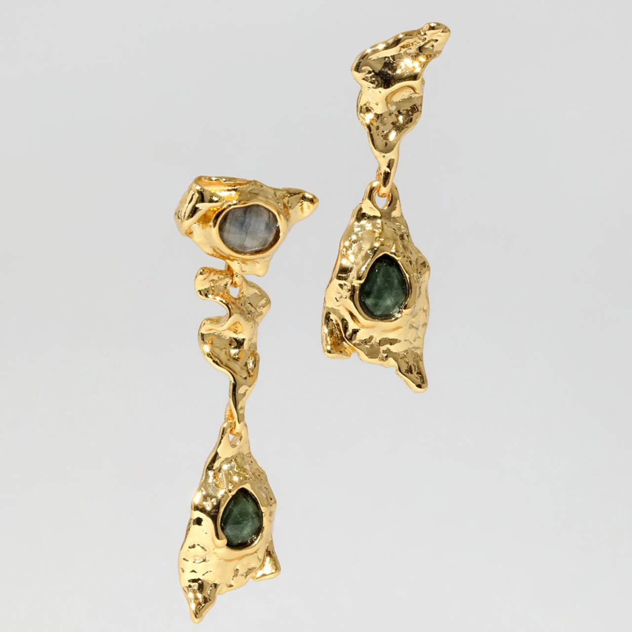 Brut Gold Asymmetrical Post Earrings, Alexis Bittar, tomfoolery