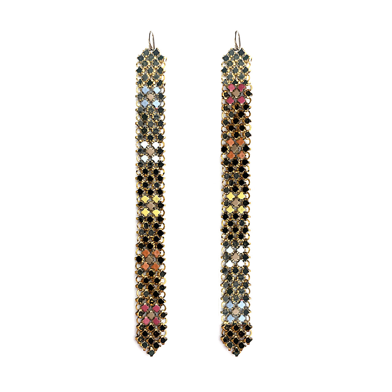 Rainbow Flower Long Mesh Drop Earrings, Maral Rapp, tomfoolery