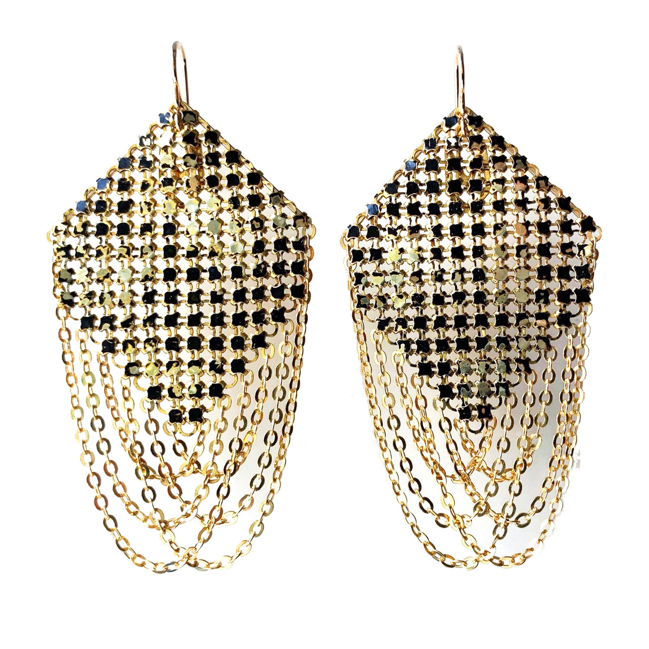 Antique Black Mesh Swagged Lantern Drop Earrings, Maral Rapp, tomfoolery