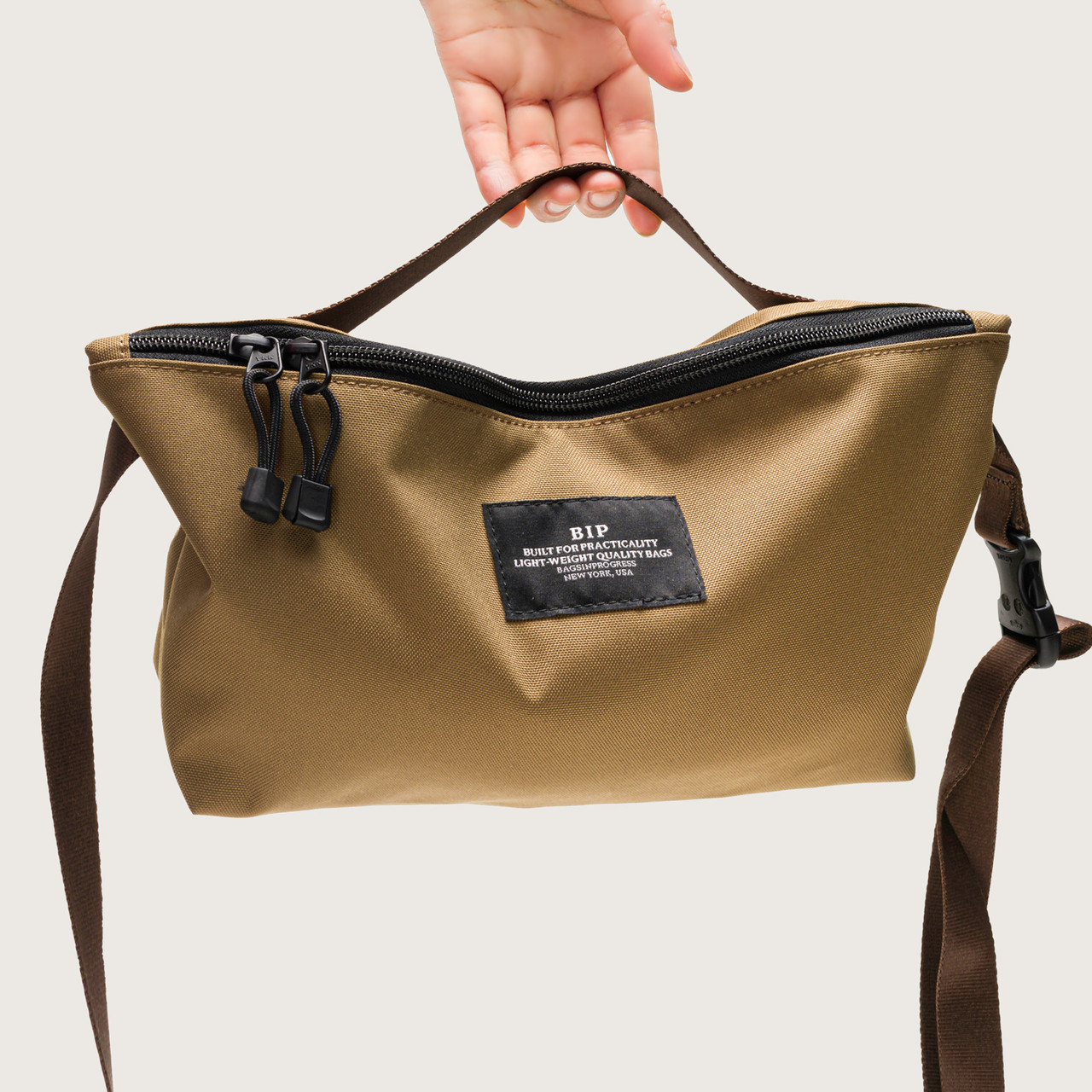 Nylon Twill Fannypack Crossbody in Coyote Tomfoolery London
