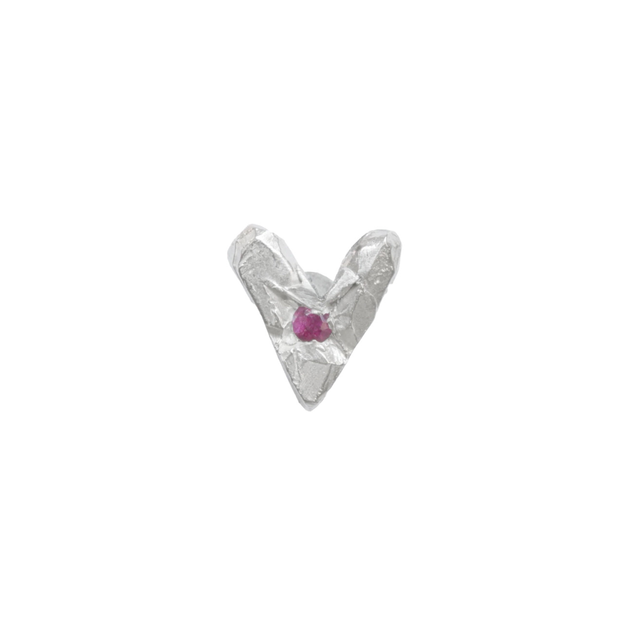 Pink Sapphire Heart Stud, The Ouze, tomfoolery