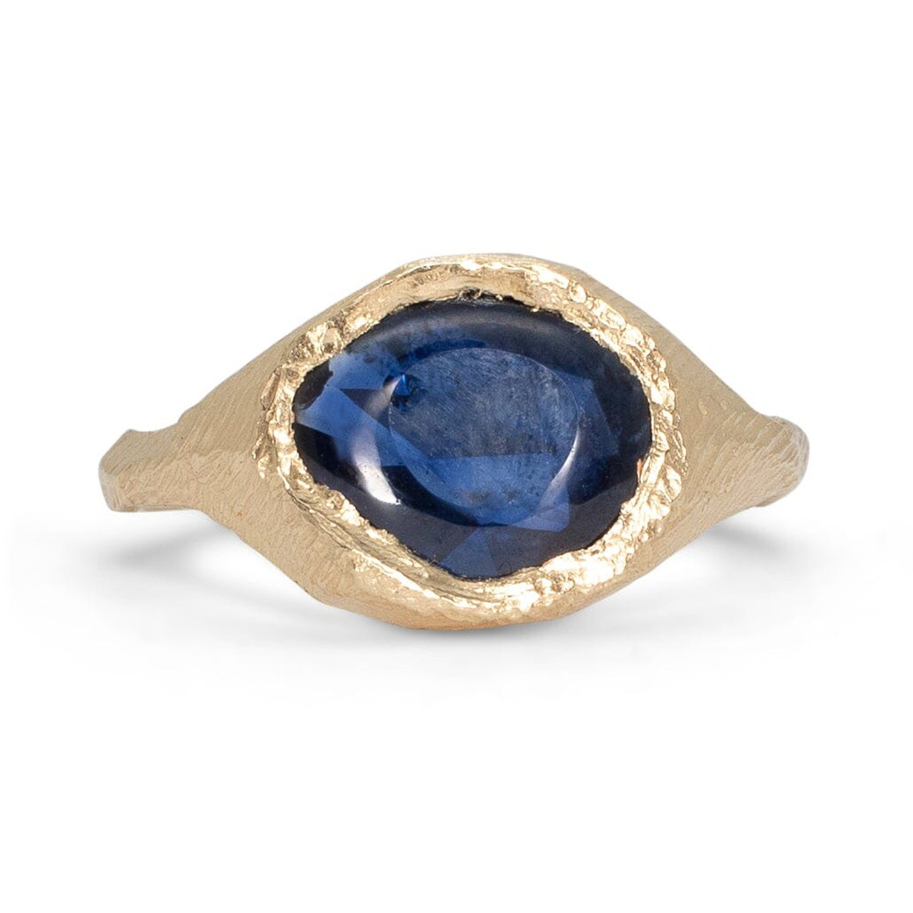 Blue Sapphire Brushed Signet Ring, Page Sargisson, tomfoolery