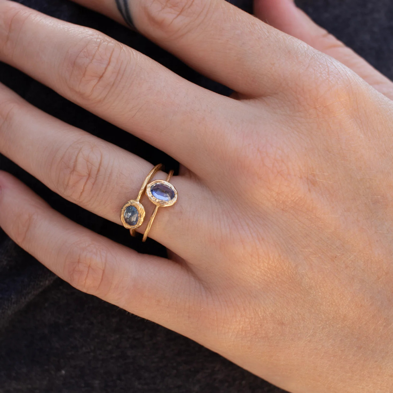 Black Polished Men's Silver Ring With Sky Blue Stone Design