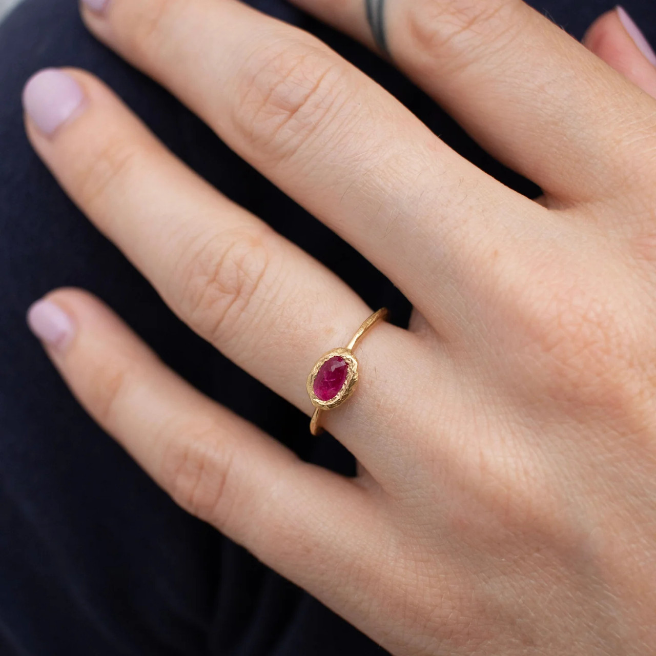 Oval Stone Ring in Ruby, Page Sargisson, tomfoolery