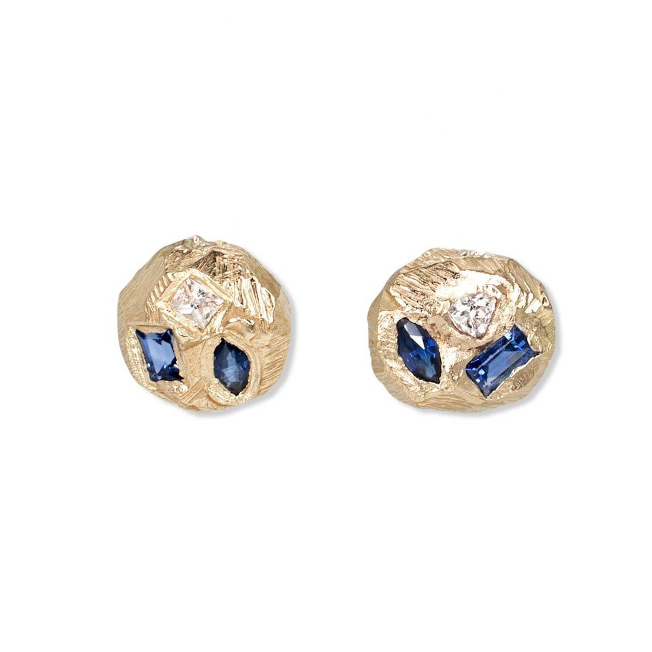 Geometric Blue Sapphire & Diamond Studs, Page Sargisson, tomfoolery