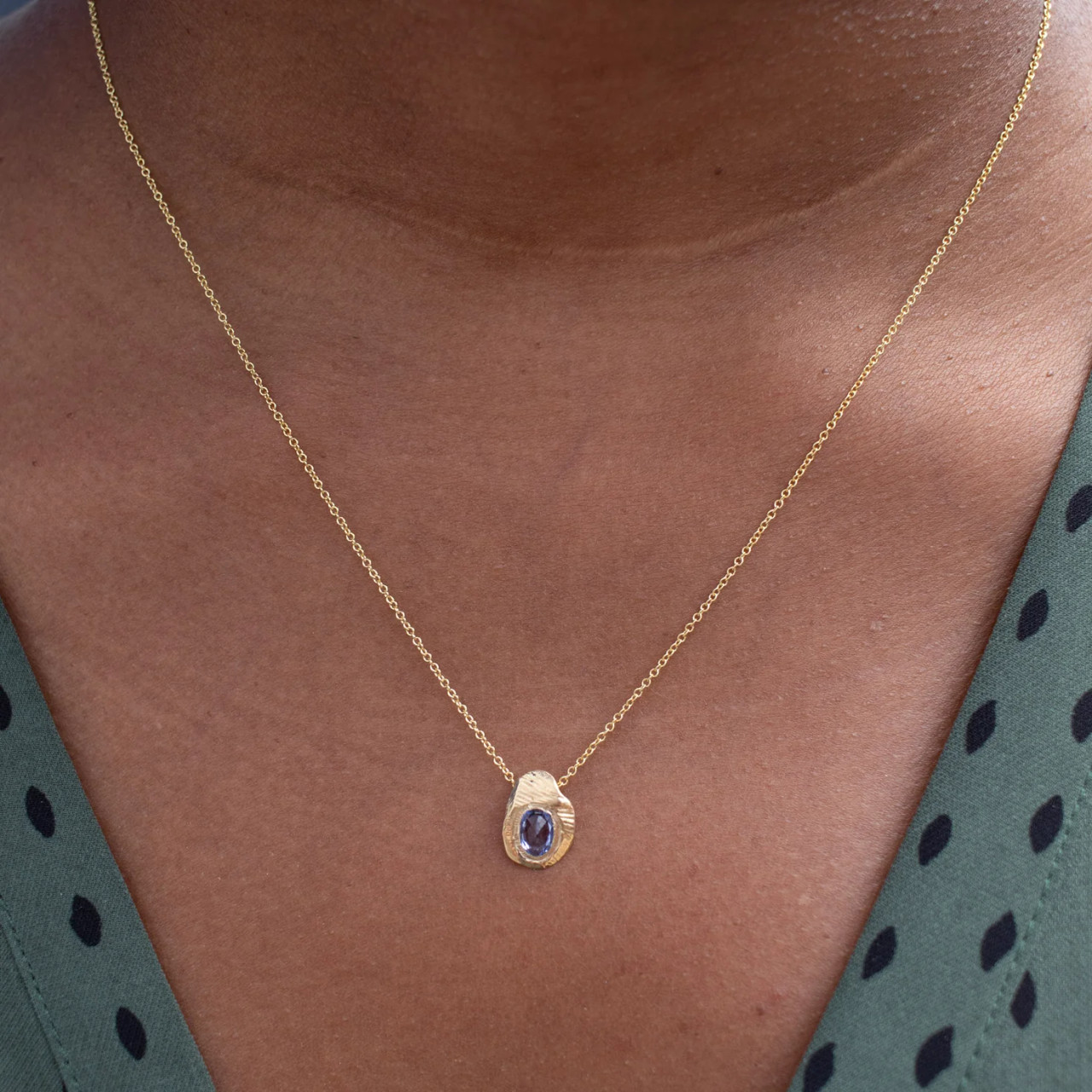 Oval Slider Necklace in Light Blue Sapphire, Page Sargisson, tomfoolery