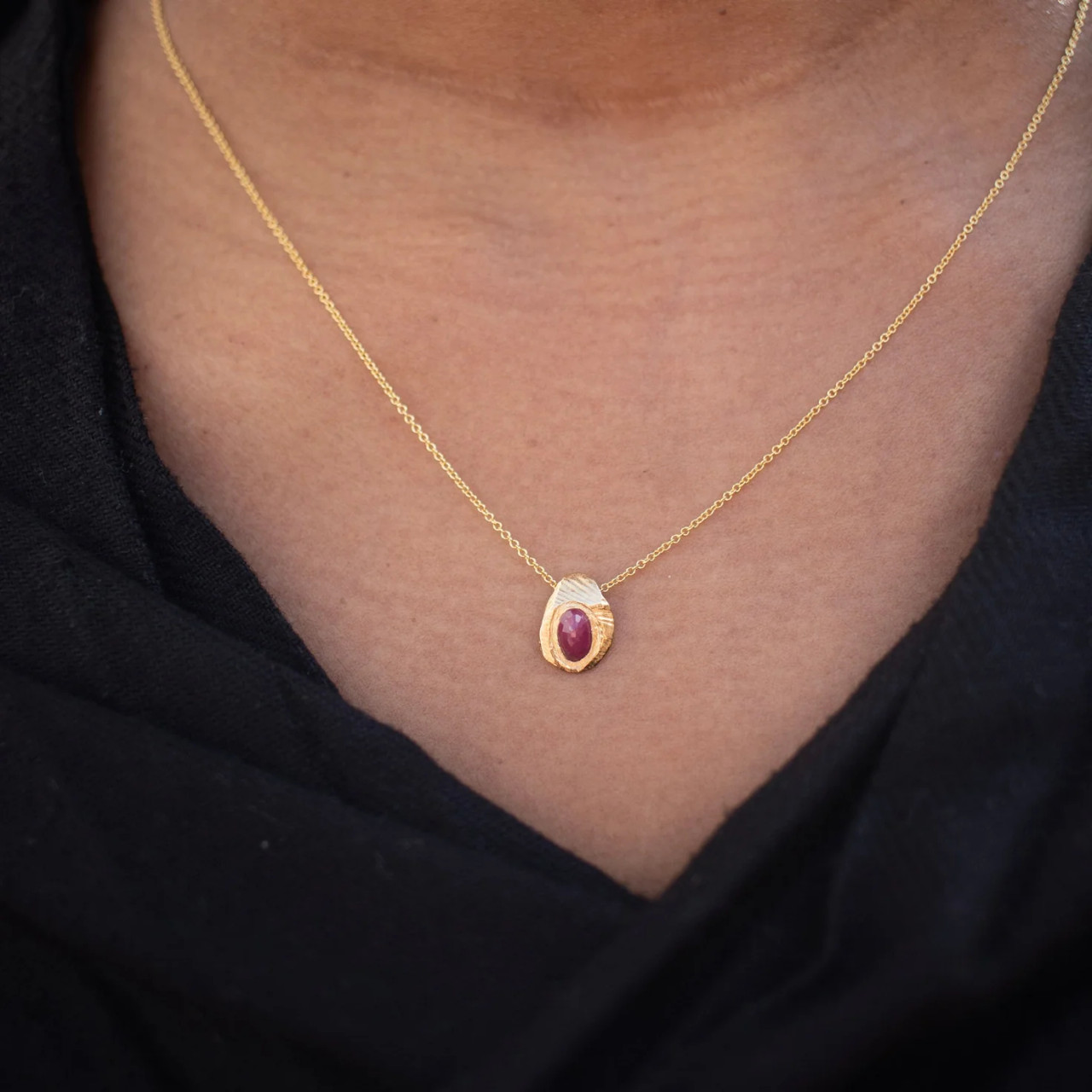 Oval Slider Necklace in Ruby, Page Sargisson, tomfoolery