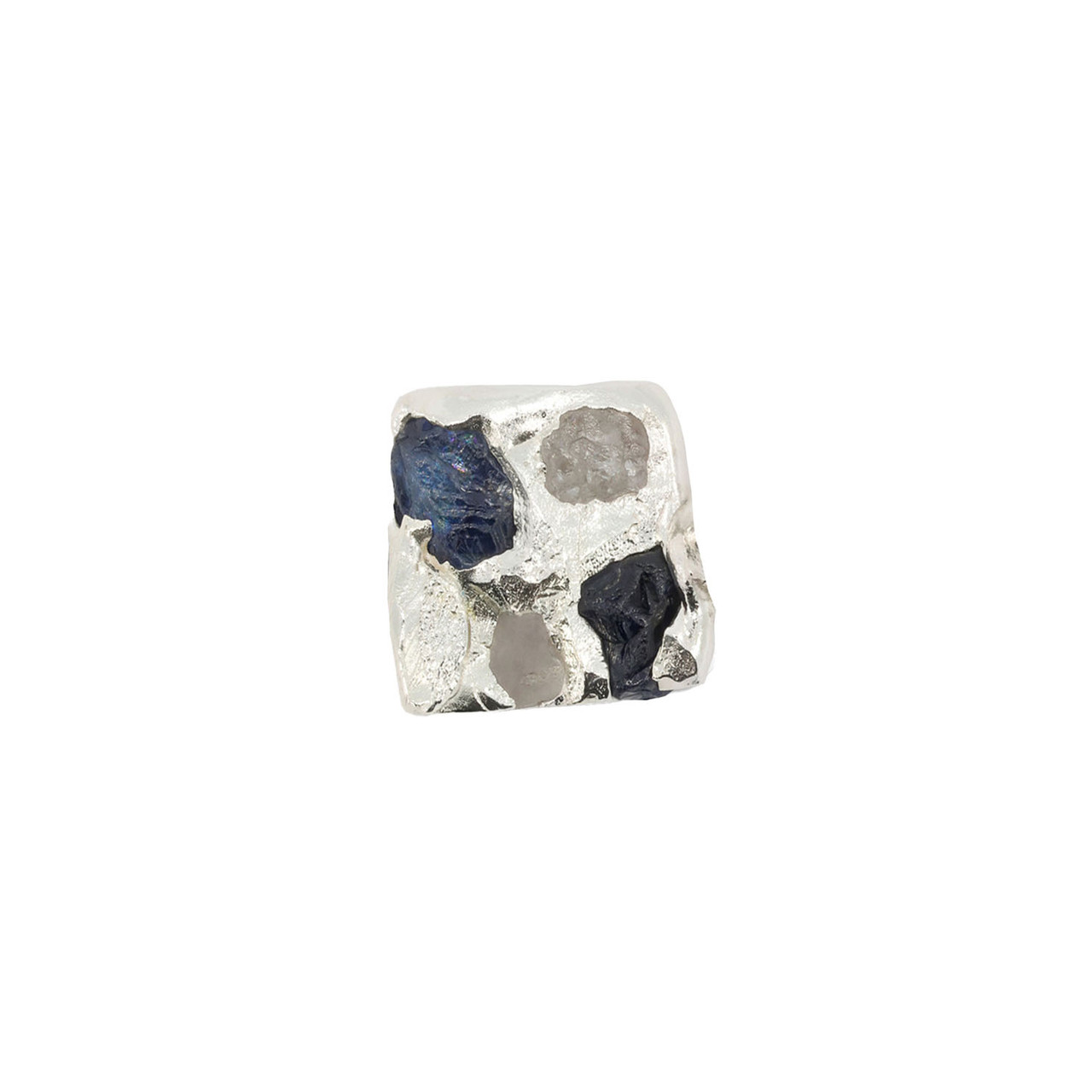 Raw Blue Sapphire & Silver Square Stud, The Ouze, tomfoolery