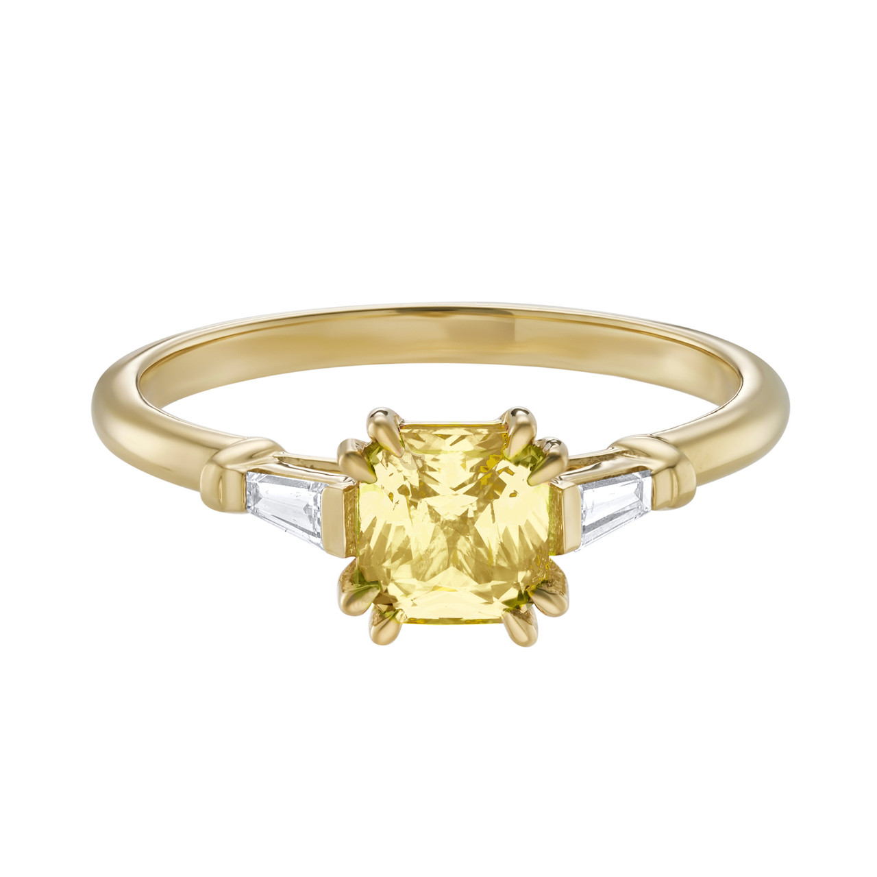 Lyon Yellow Sapphire Tapered Baguette Diamond Ring, tf House - Art Echo, tomfoolery