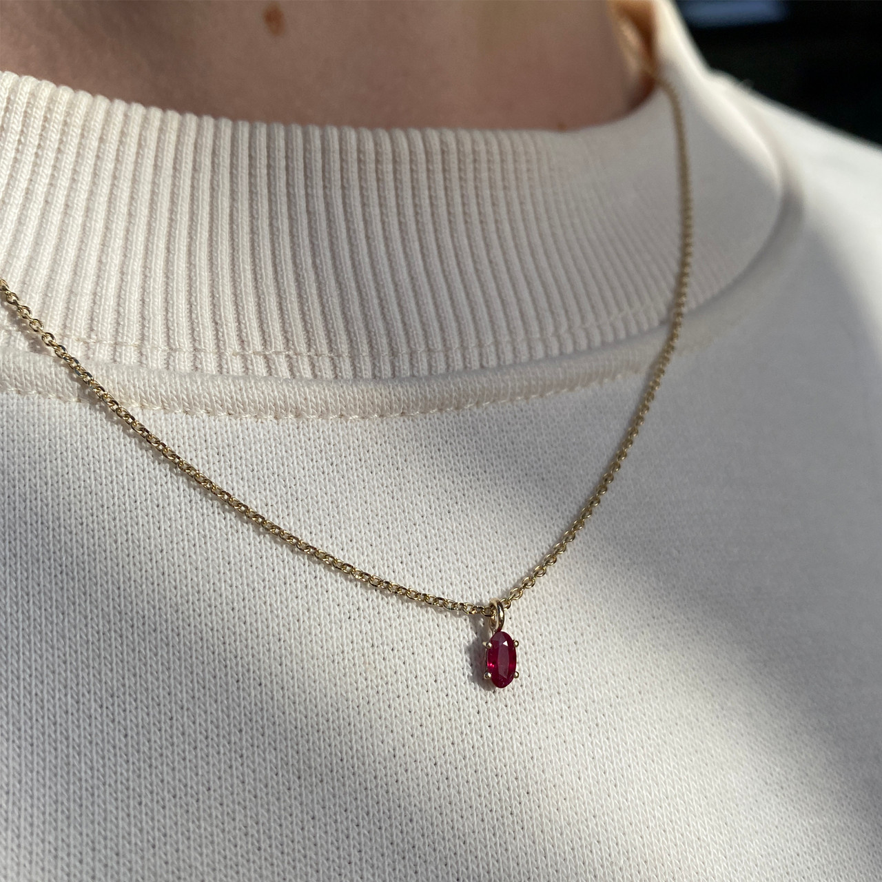 Solo Oval Ruby Pendant, tf House - Infinite, tomfoolery