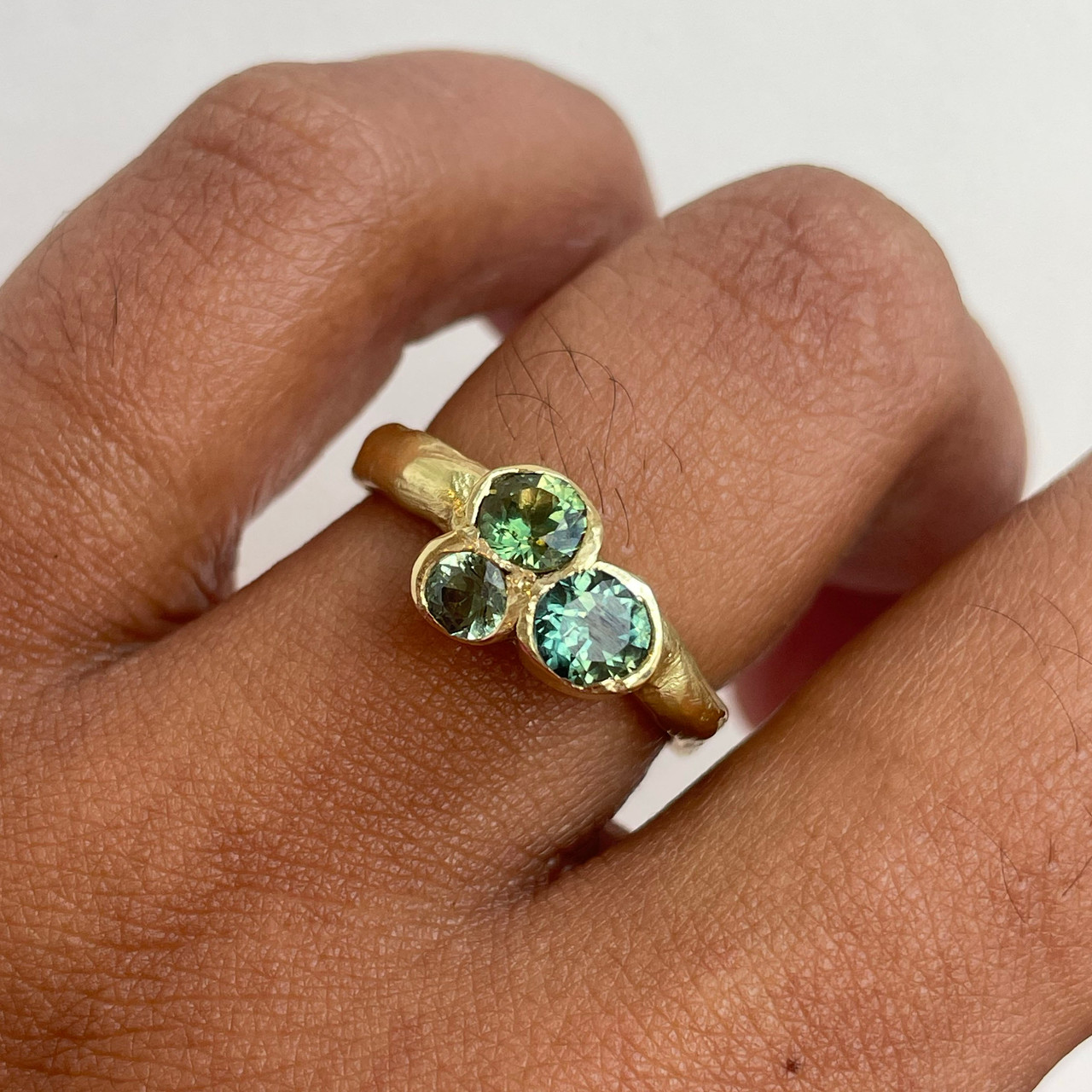 Ocean Green Sapphire Cluster Ring, Emily Nixon, tomfoolery