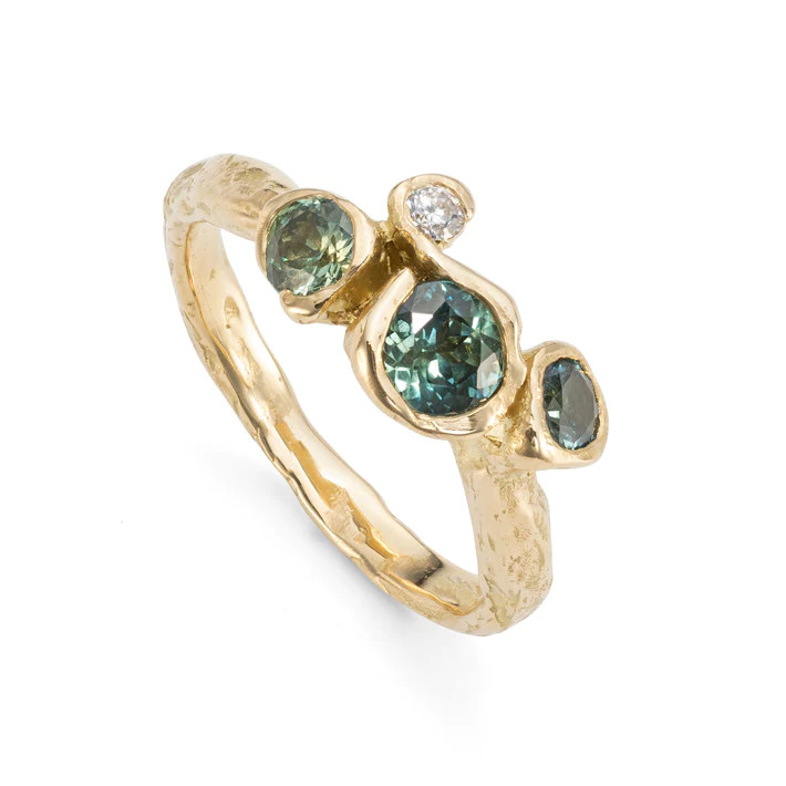 Ocean Teal Sapphire Cluster Ring, Emily Nixon, tomfoolery