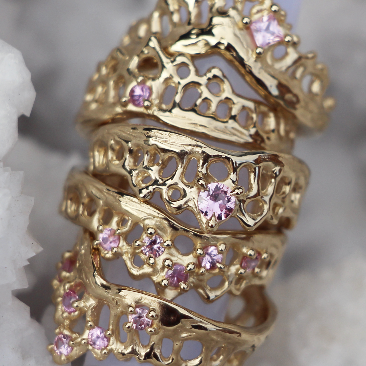 Pink Sapphire Mermaid Crown Ring, Alice Clarke, tomfoolery