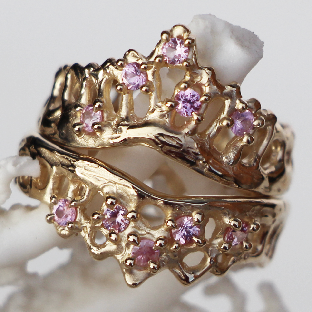 Pink Sapphire Cluster Mermaid Crown Ring, Alice Clarke, tomfoolery