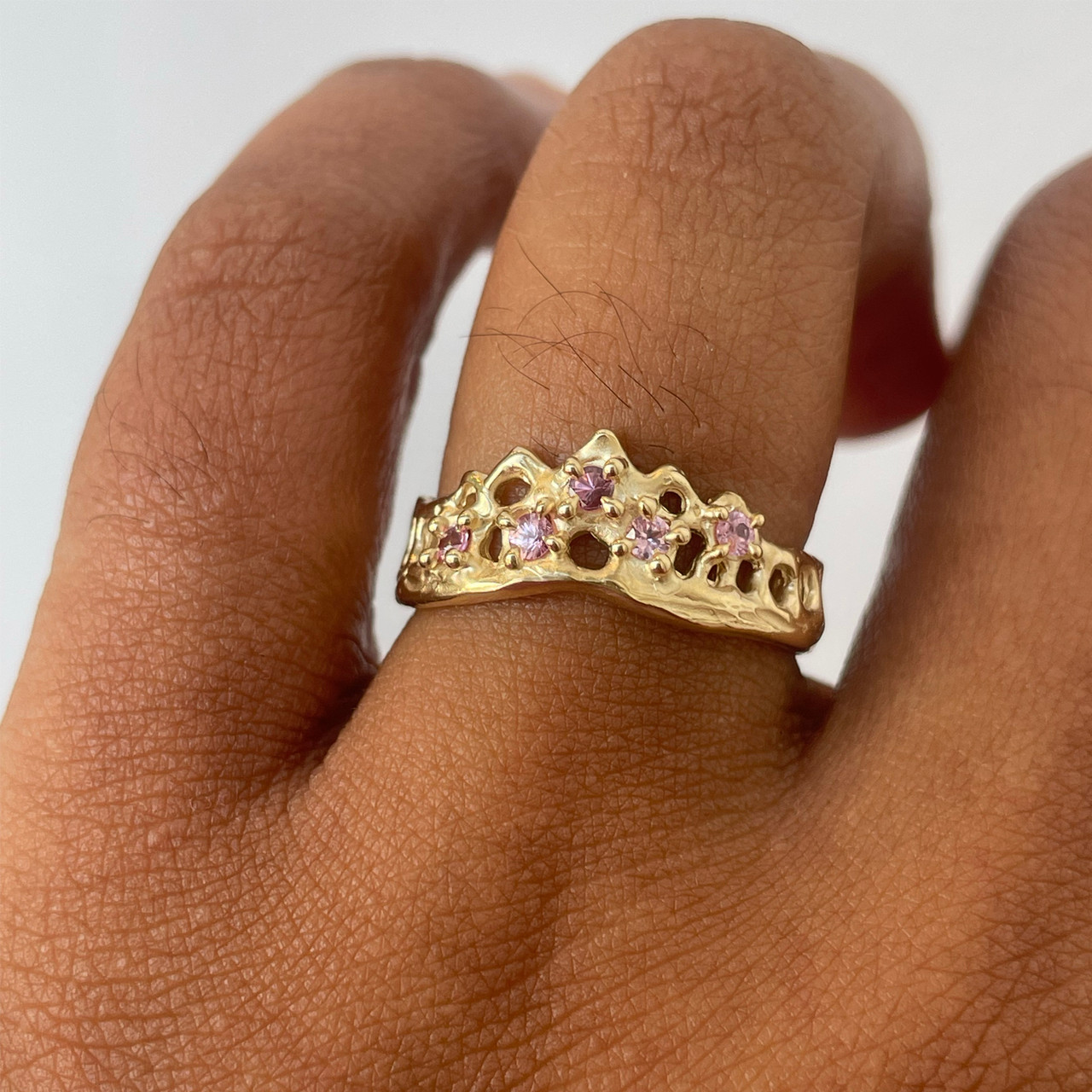 Pink Sapphire Cluster Mermaid Crown Ring, Alice Clarke, tomfoolery