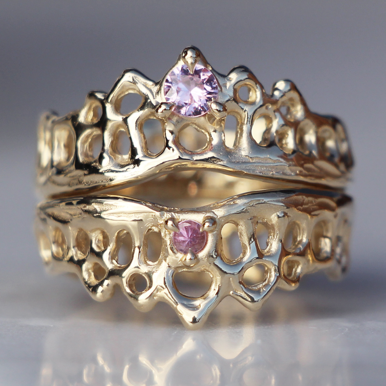 Single Pink Sapphire Mermaid Crown Ring, Alice Clarke, tomfoolery