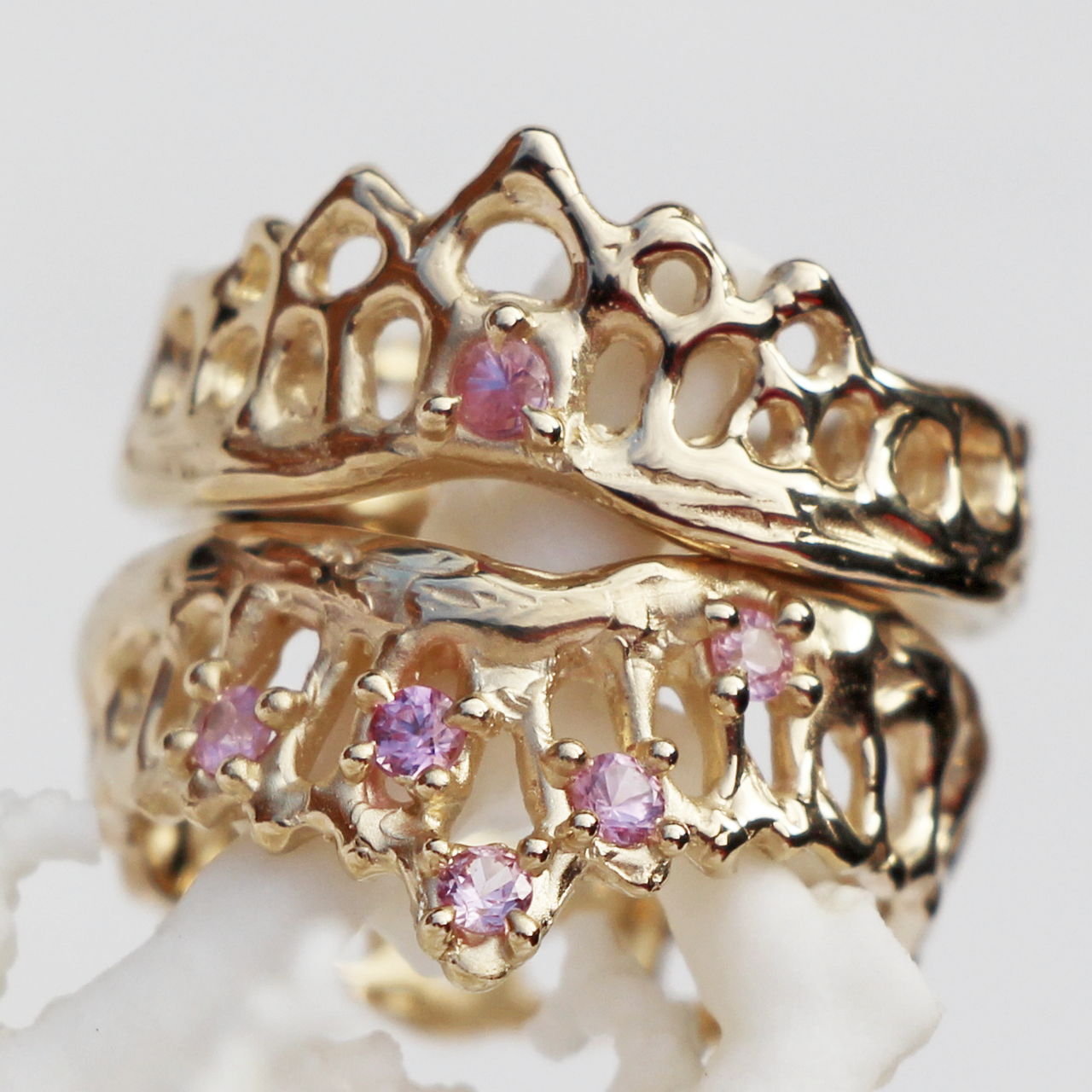 Single Pink Sapphire Mermaid Crown Ring, Alice Clarke, tomfoolery