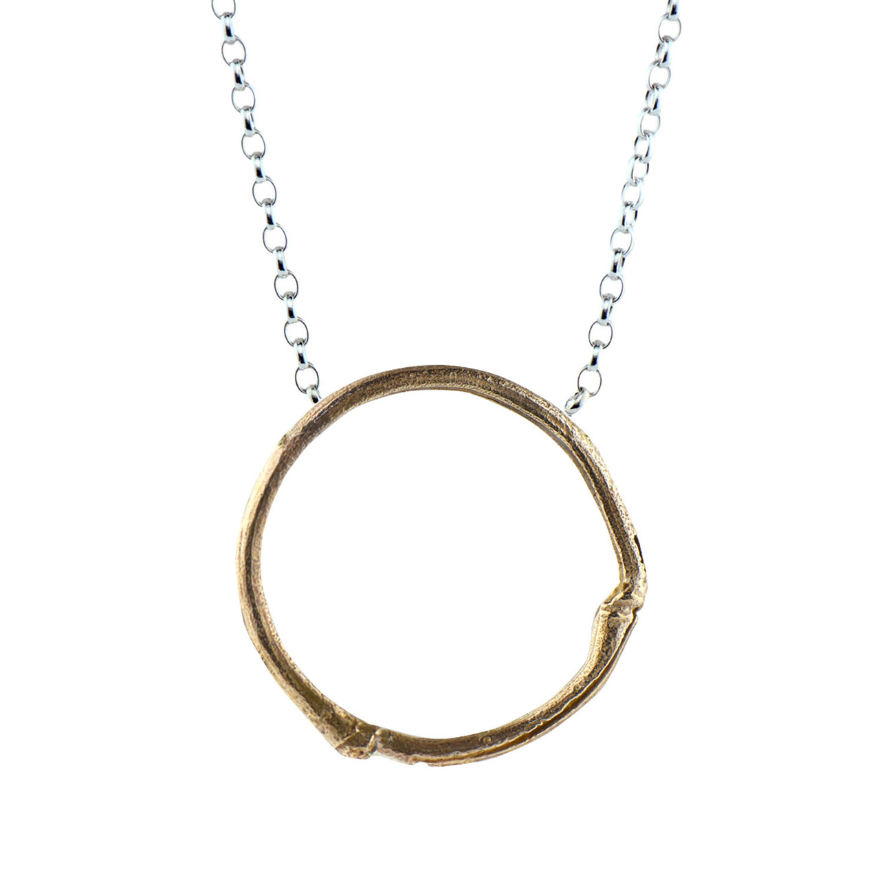 Large Bronze & Silver Bamboo Hoop Necklace, Issy White, tomfoolery