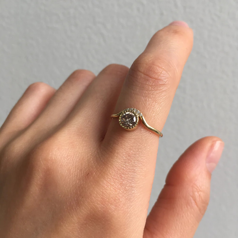 Champagne Diamond Wave Ring, Jennie Kwon, Tomfoolery London