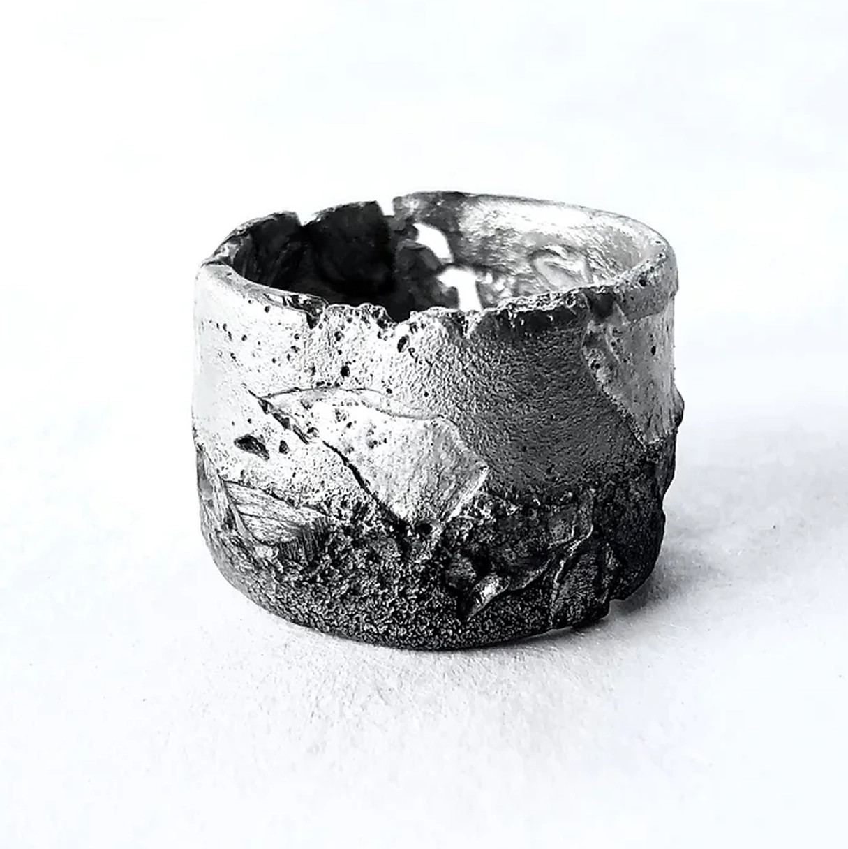 "Erzulie" Wide Textured Tin Ring, Fred Duvergé, tomfoolery