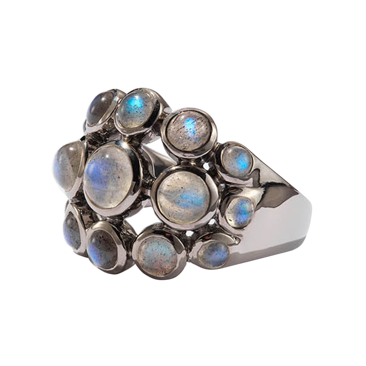 Labradorite Cabochon Dot Dome Ring - Tomfoolery London
