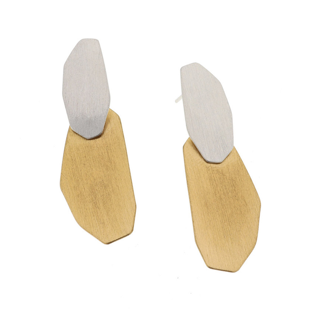 Lublin Silver & Gold Drop Earrings by Deco Echo available at tomfoolery London.