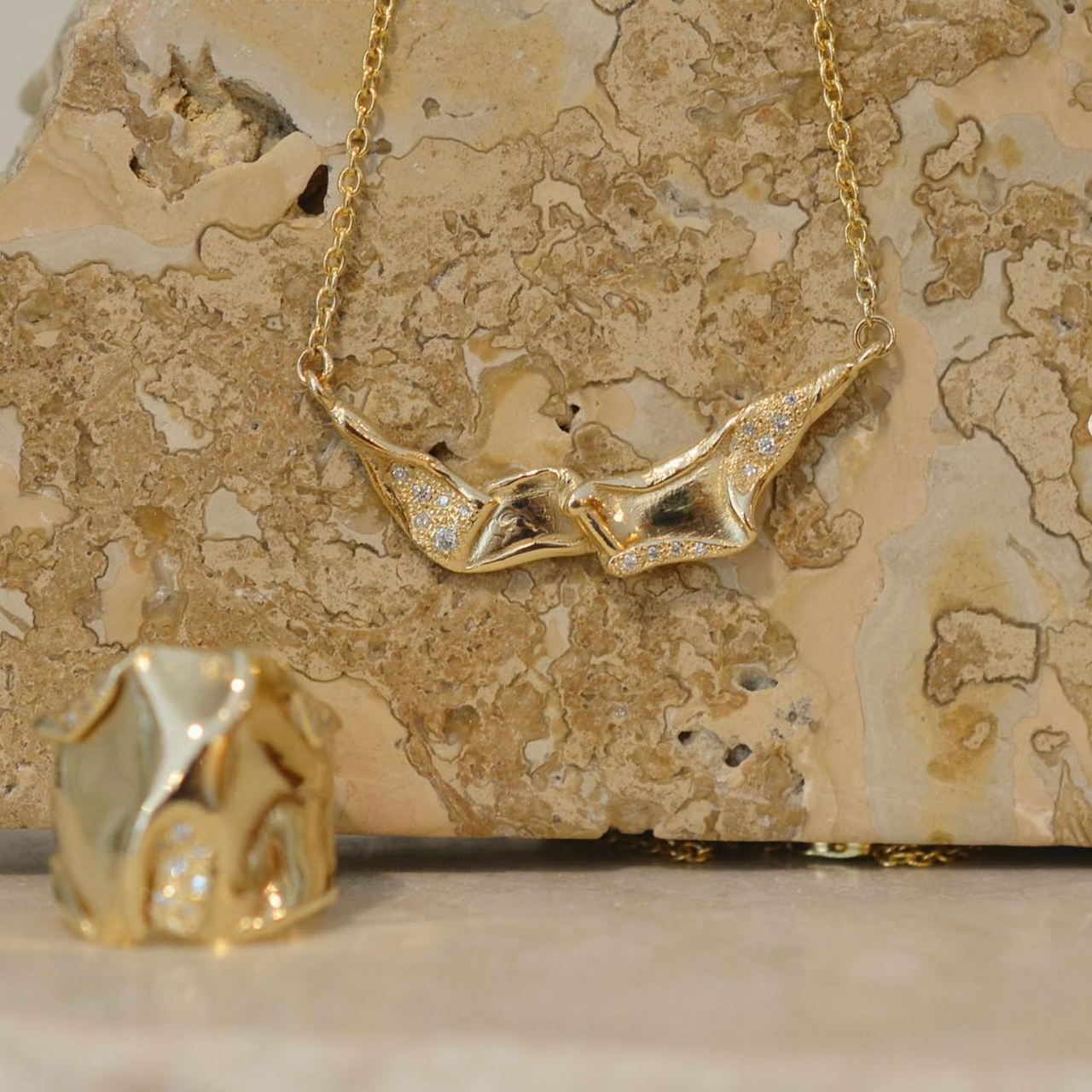 Athena Gold Asymmetric Textured Pendant, Mia Chicco, tomfoolery