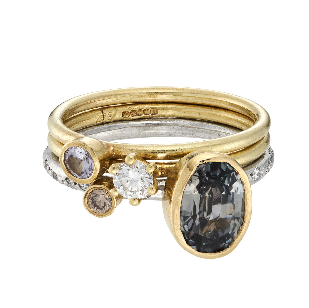 One-Of-A-Kind Grey Sapphire & Diamond Gold Ring, Shimara Carlow, tomfoolery