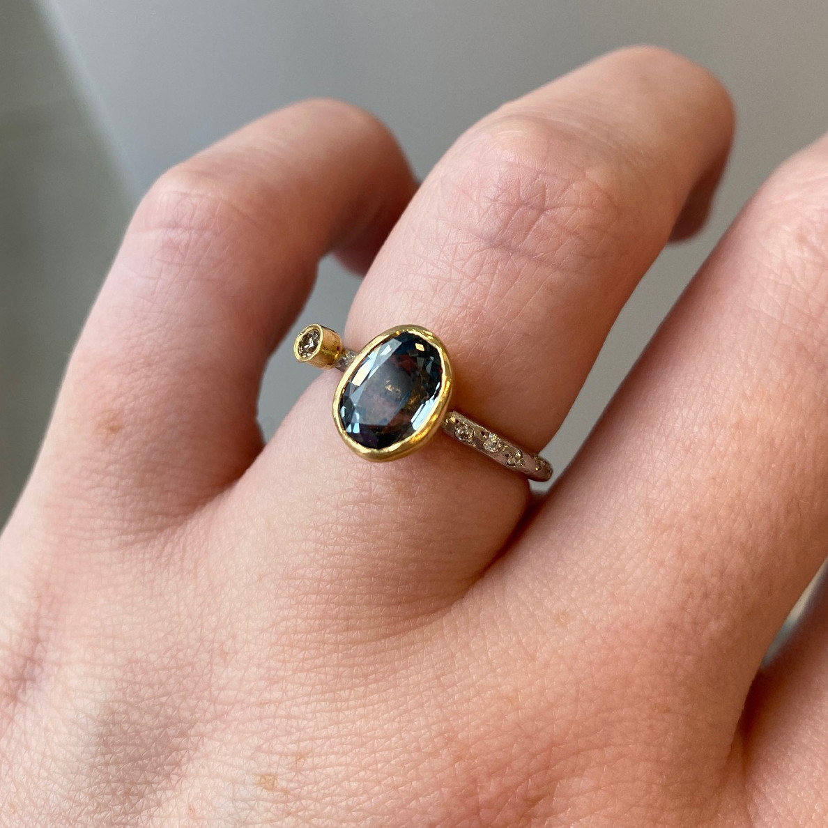 One-Of-A-Kind Grey Sapphire & Diamond Gold Ring, Shimara Carlow, tomfoolery