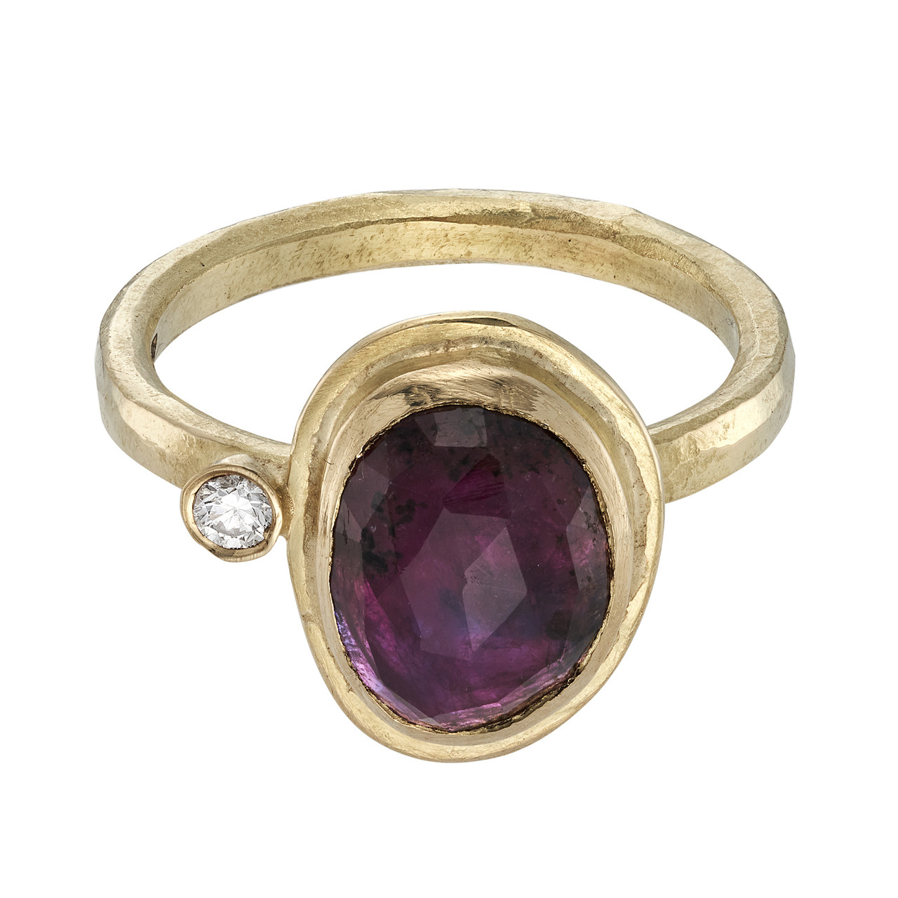 One-Of-A-Kind Pink Free Form Sapphire & Diamond Yellow Gold Ring, Shimara Carlow, tomfoolery