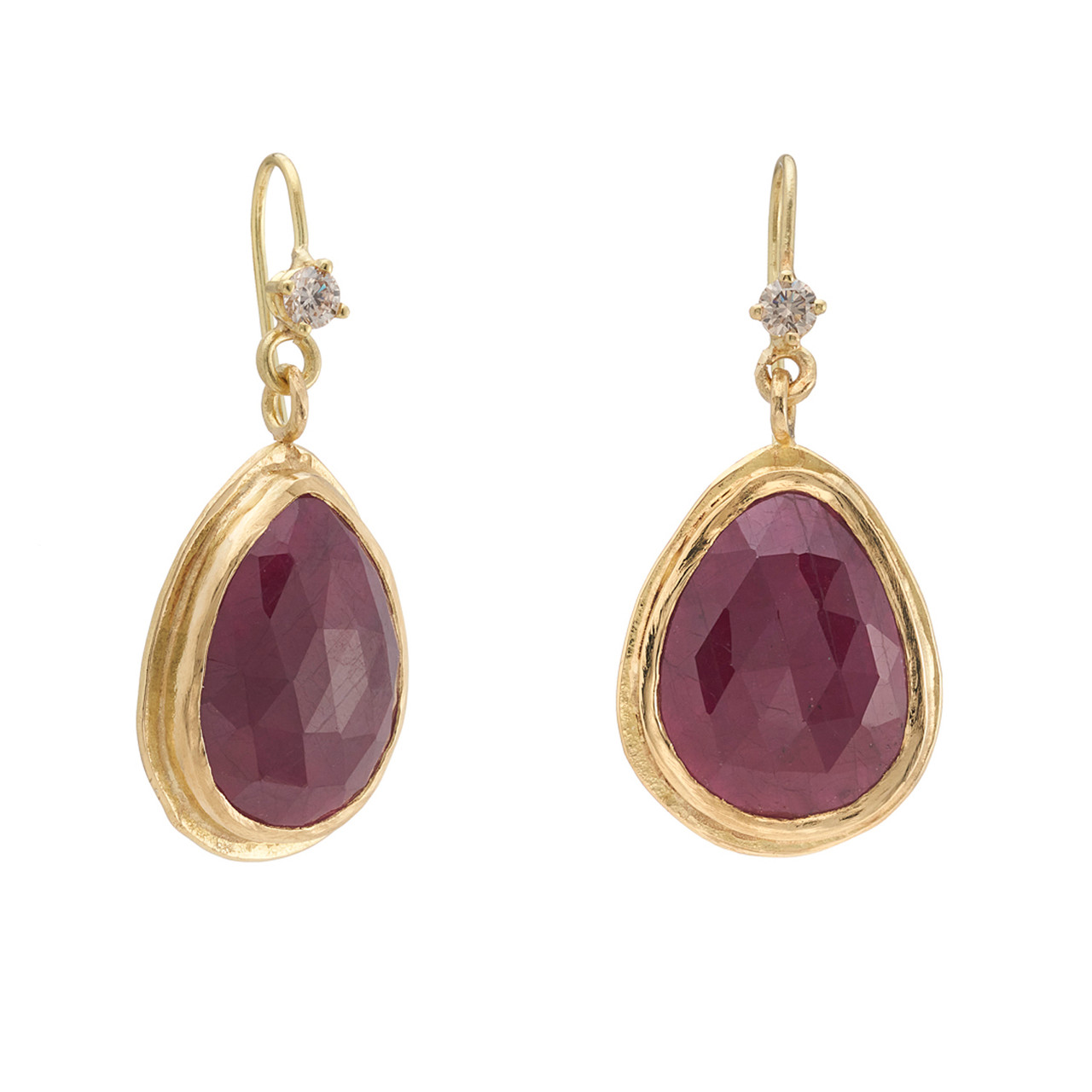 Pink Sapphire & Champagne Diamond Pear Drop Earrings, Shimara Carlow, tomfoolery