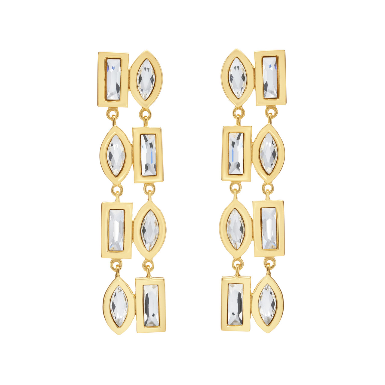 Dress Gold Plated Crystal Statement Drop Earrings, tf House - Dress, tomfoolery