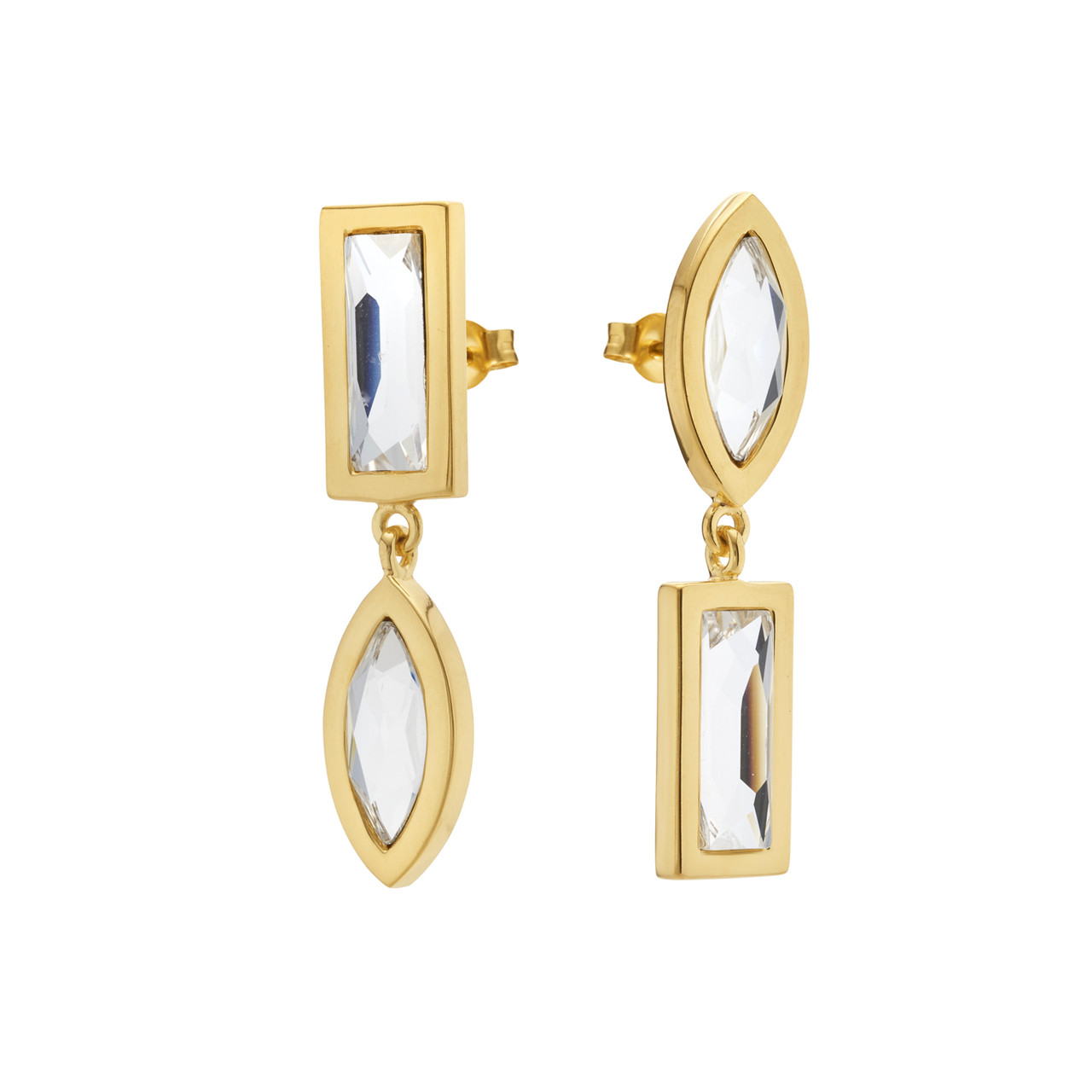 Dress Gold Asymmetric Duo Drop Earrings, tf House - Dress, tomfoolery