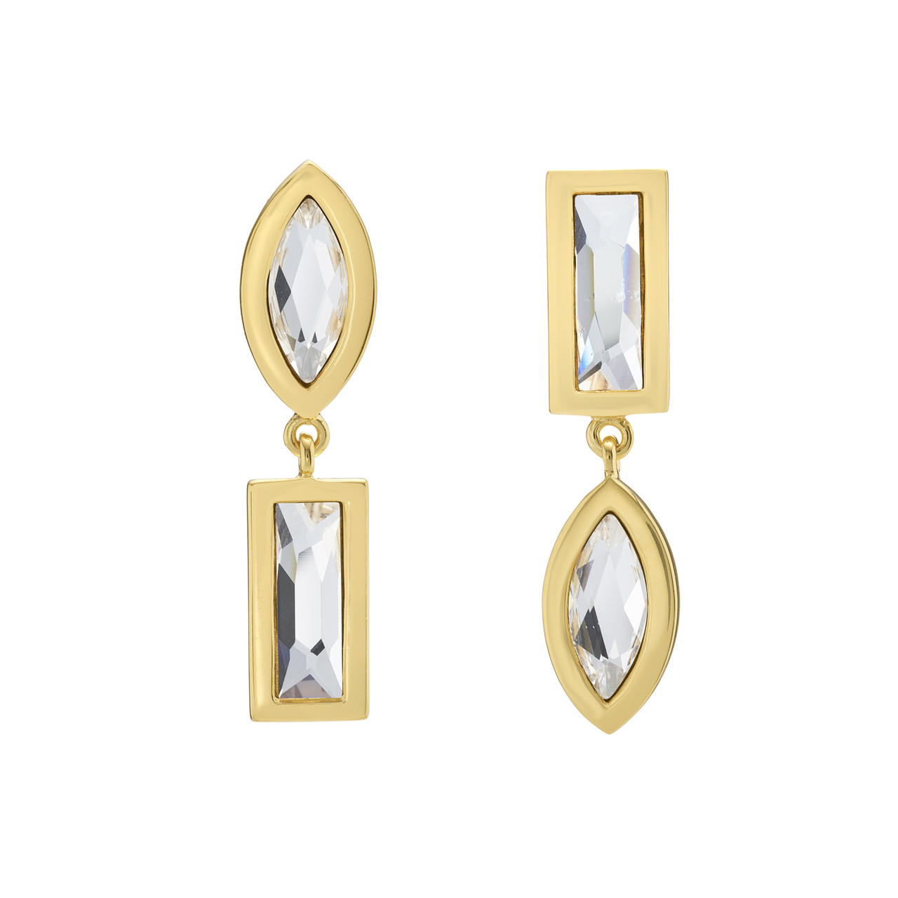 Dress Gold Asymmetric Duo Drop Earrings, tf House - Dress, tomfoolery