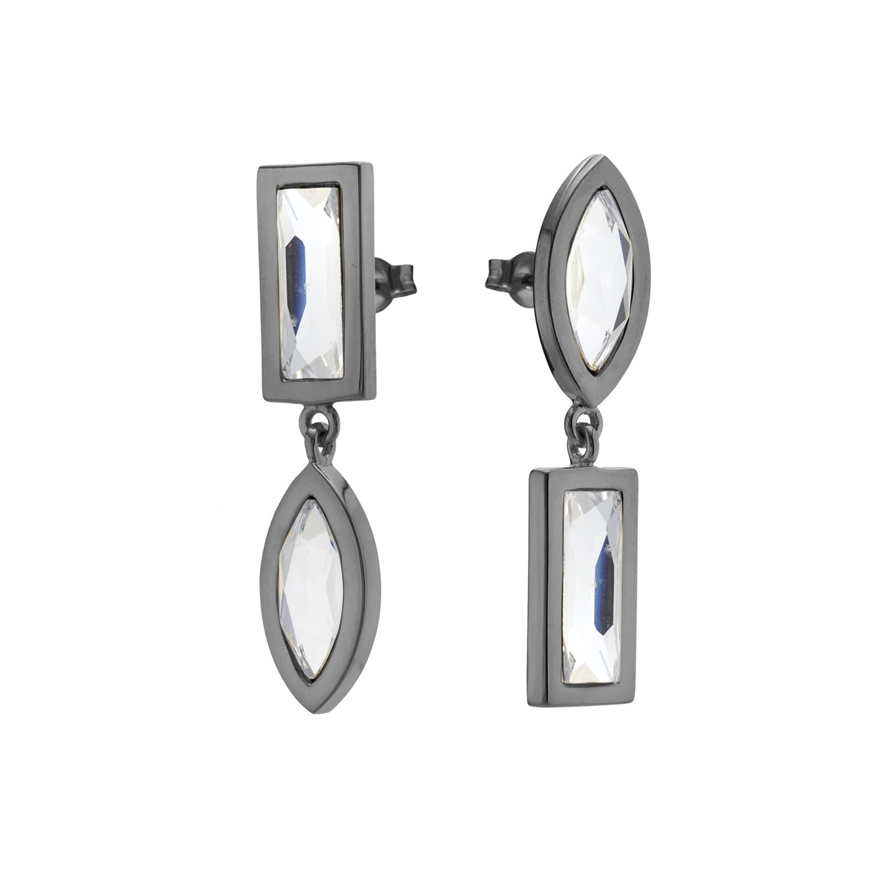 Dress Gunmetal Asymmetric Duo Drop Earrings, tf House - Dress, tomfoolery