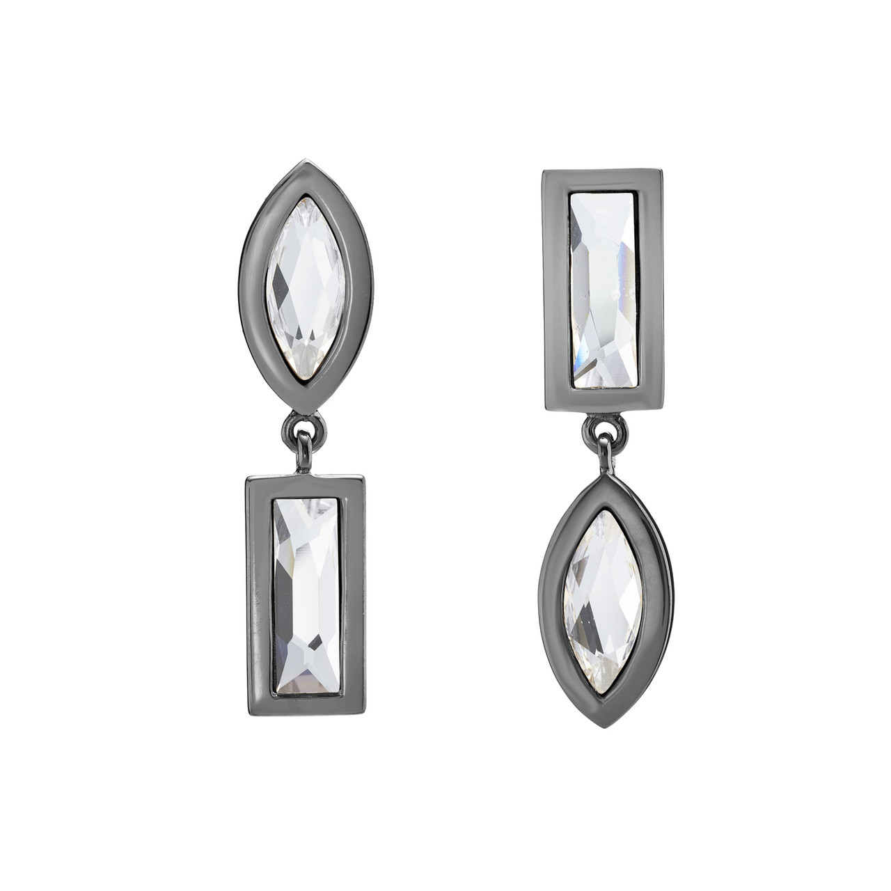 Dress Gunmetal Asymmetric Duo Drop Earrings, tf House - Dress, tomfoolery