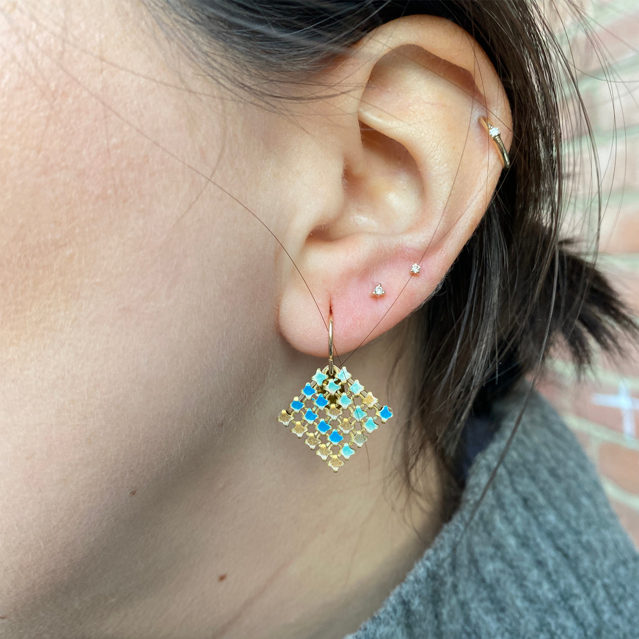 Aqua Gold Mini Mesh Drop Earrings, Maral Rapp, tomfoolery