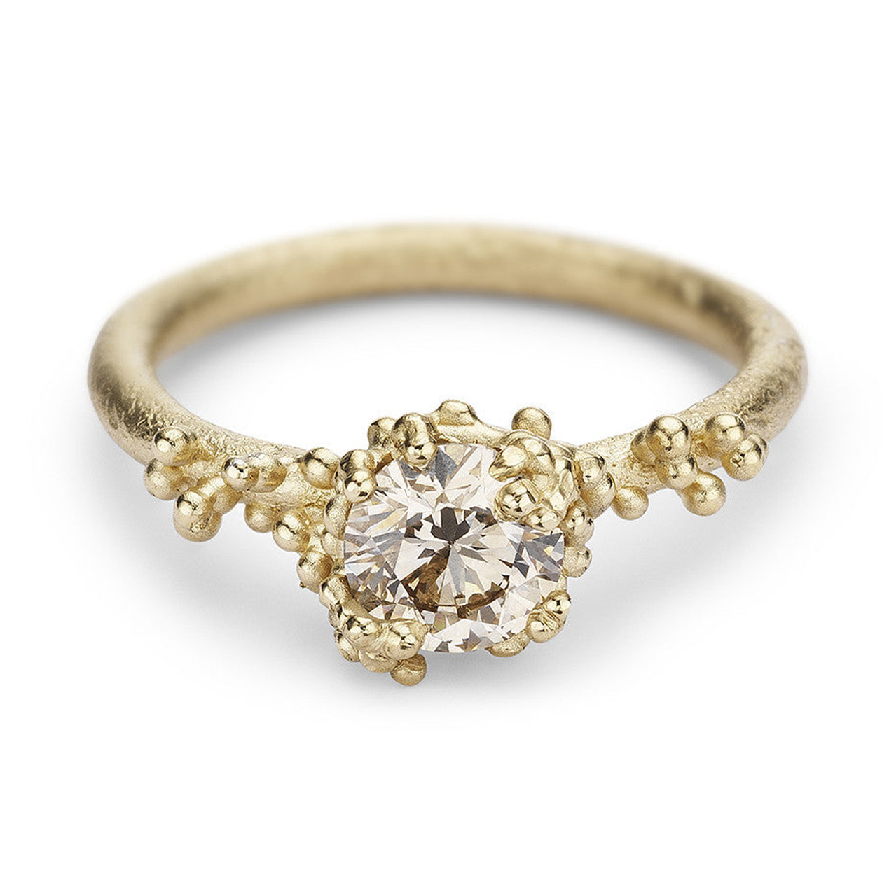 Solitaire Champagne Diamond Ring with Granules, Ruth Tomlinson, tomfoolery