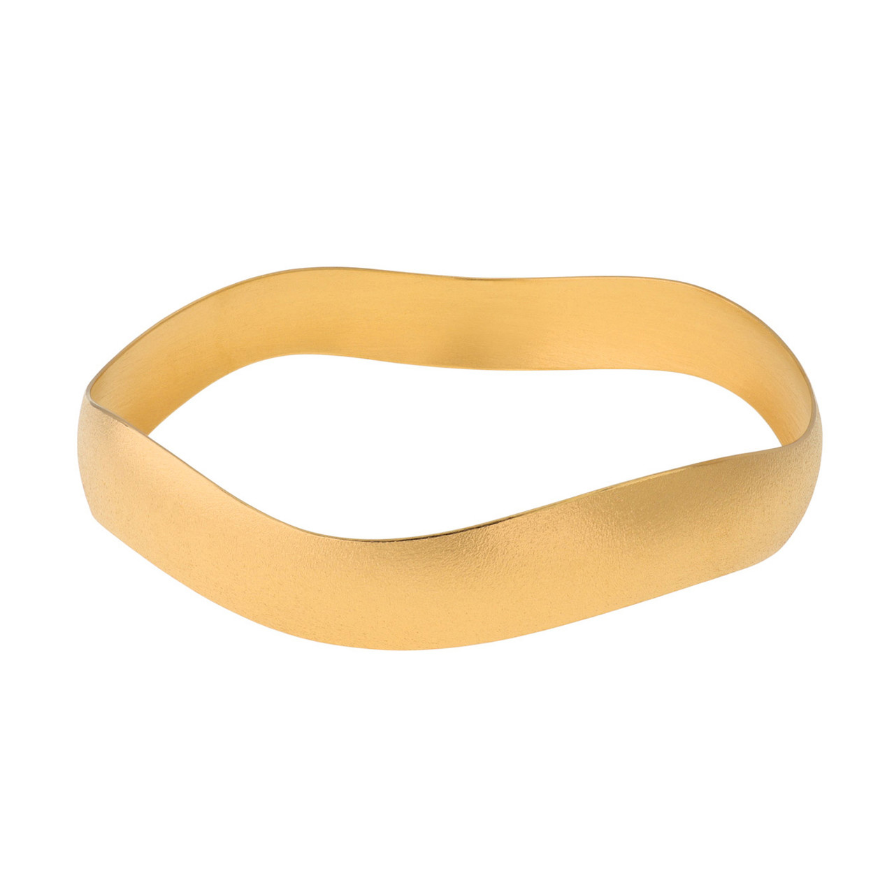 Gold Plated Wide Wave Bangle, Deco Echo, tomfoolery